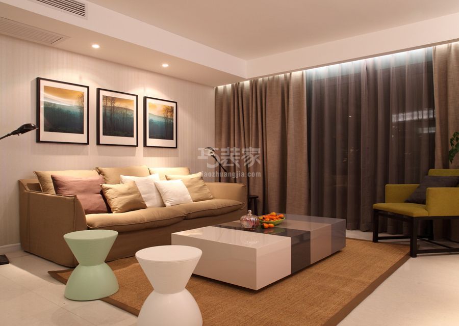 客厅-润泽庄园127平米简约风格设计方案