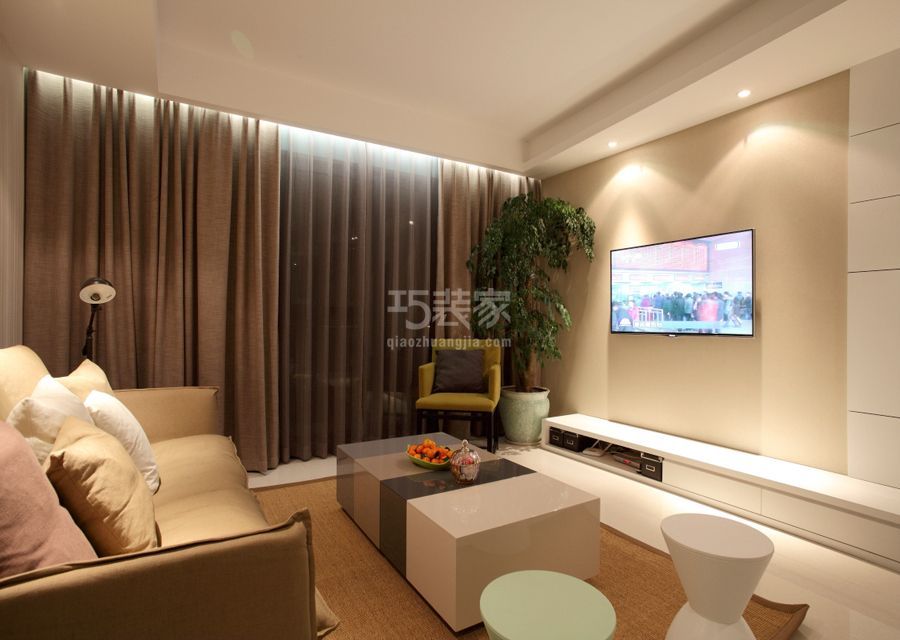 客厅-润泽庄园127平米简约风格设计方案