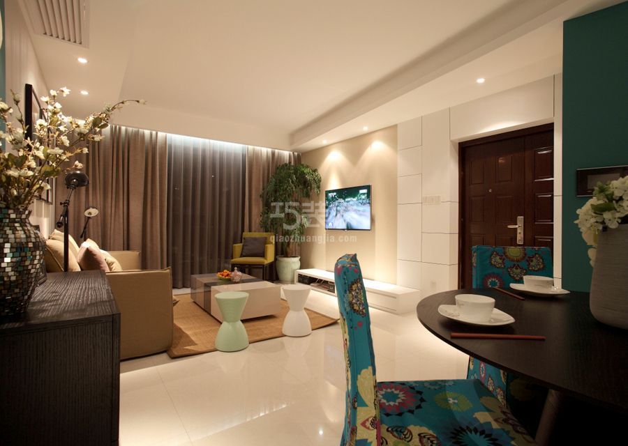 客厅-润泽庄园127平米简约风格设计方案