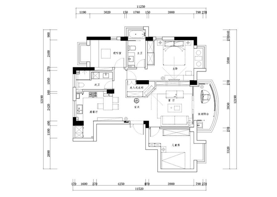 云景西里123平米简约风格设计方案