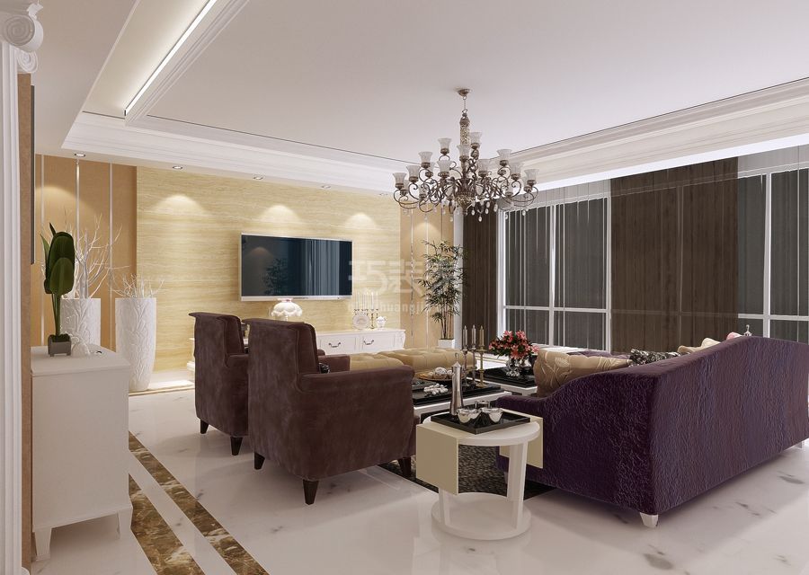 客厅-时雨园139平米欧式风格设计方案