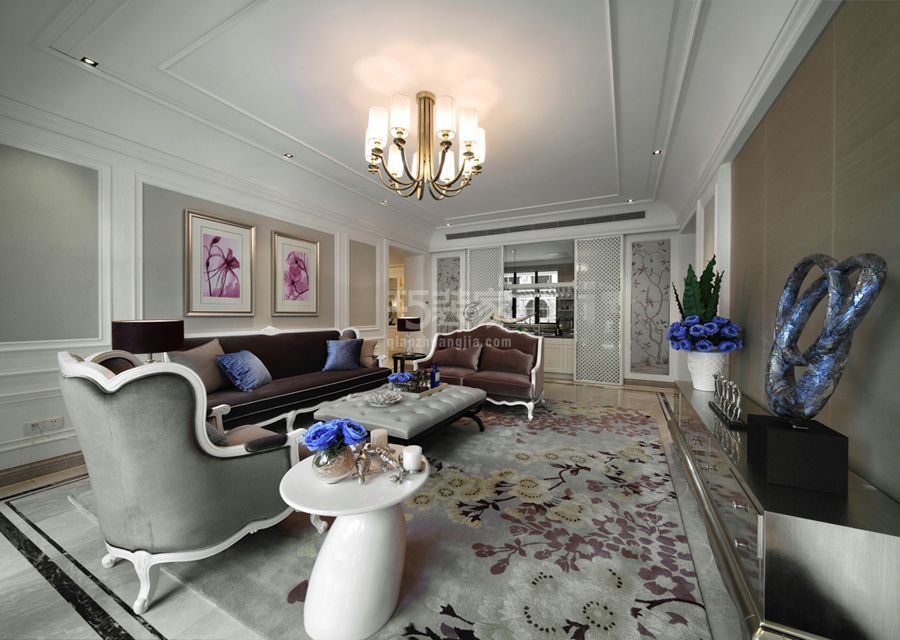 客厅-光明公寓141平米简欧风格设计方案