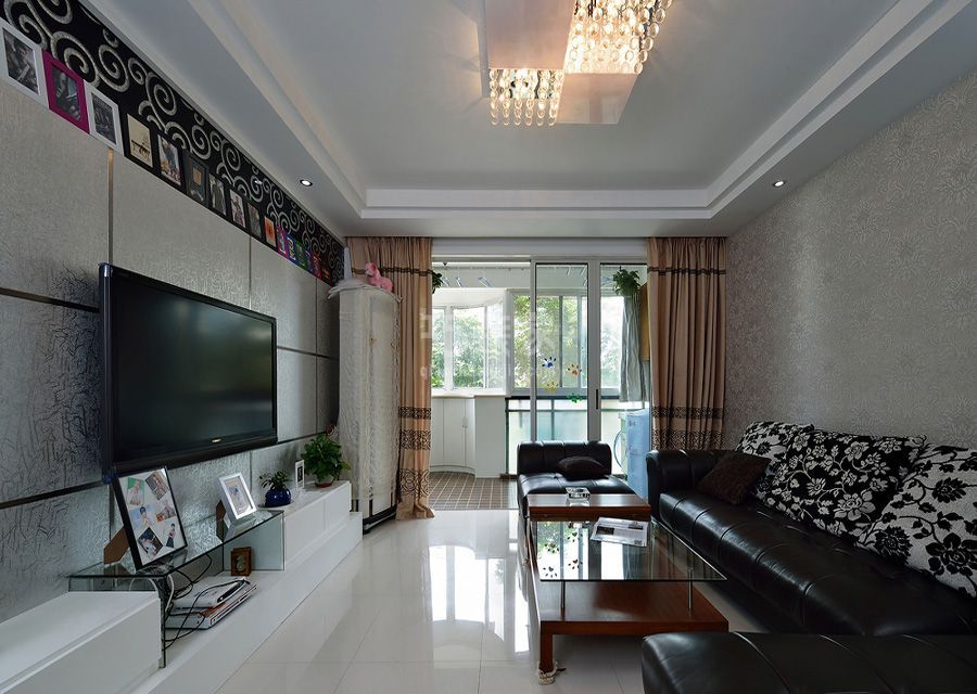 房山兴房苑小区90平米现代简约风格设计方案