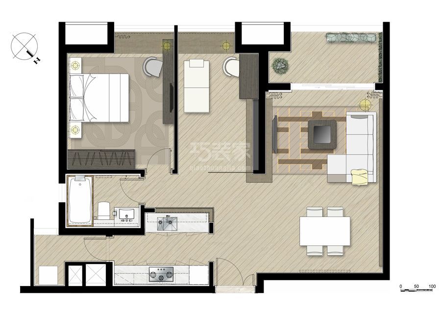 瑞雪春堂88平米简约风格设计方案