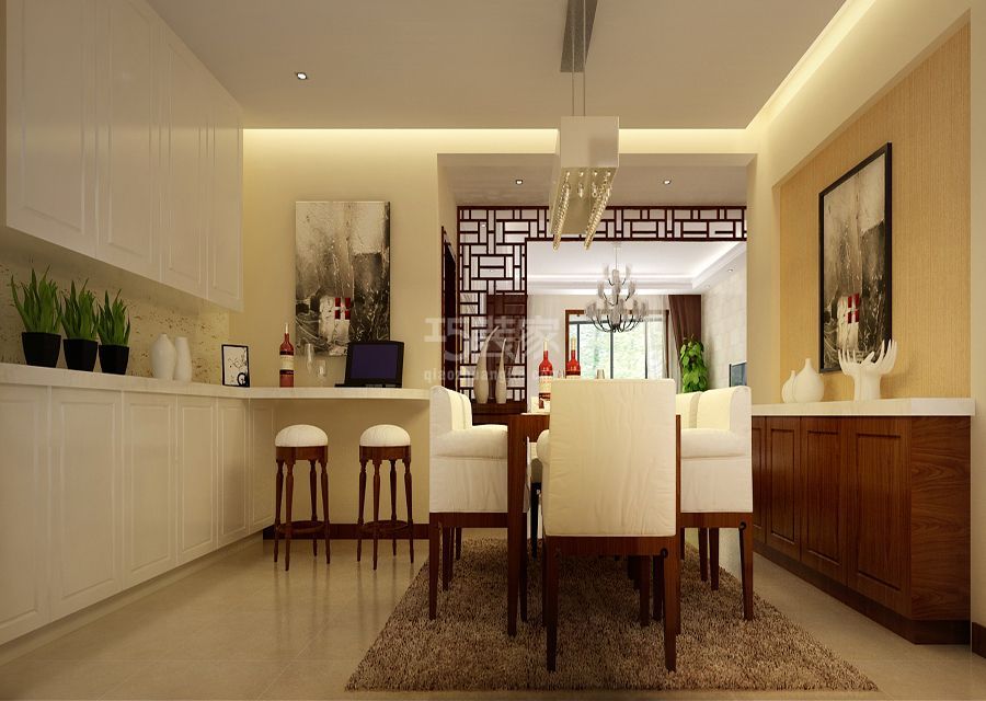 餐厅效果图-宝利苑光熙家园小区100平米中式风格设计方案