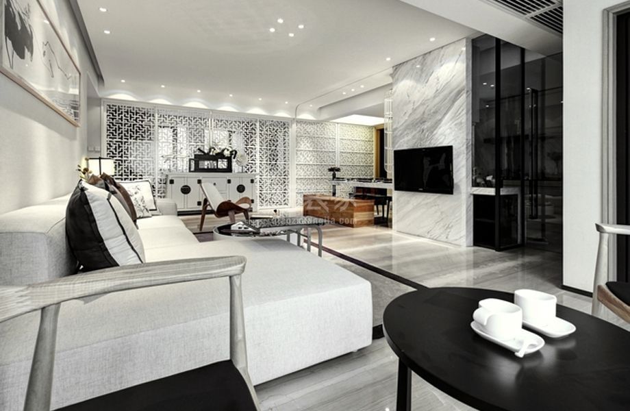 -春晖园100平米新中式风格设计方案