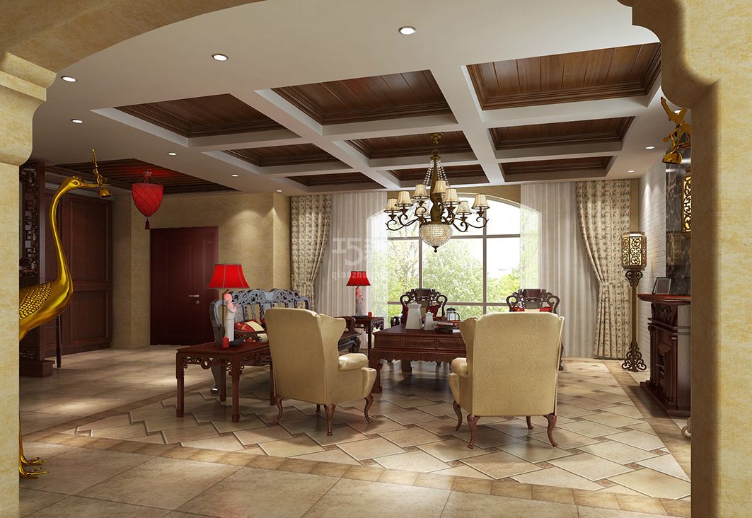 香悦四季105㎡美式乡村设计案例