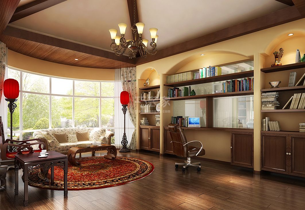 香悦四季105㎡美式乡村设计案例