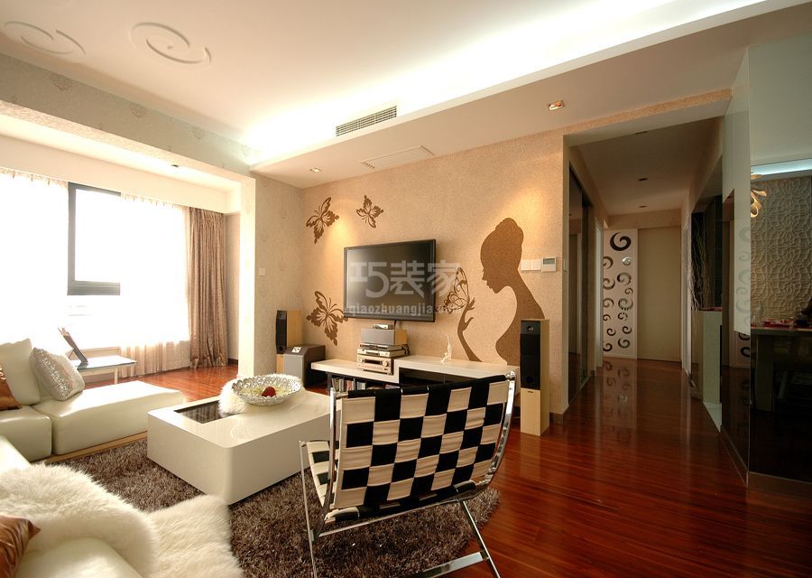 客厅-丰泽家园89平米简约风格设计方案