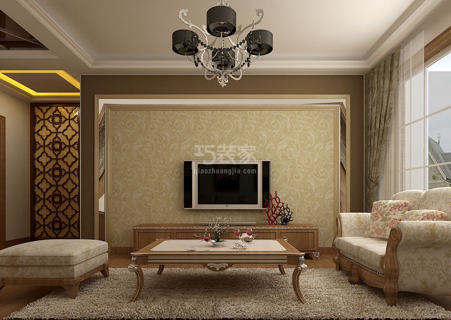 客厅-建欣苑二里127平米新中式风格设计方案