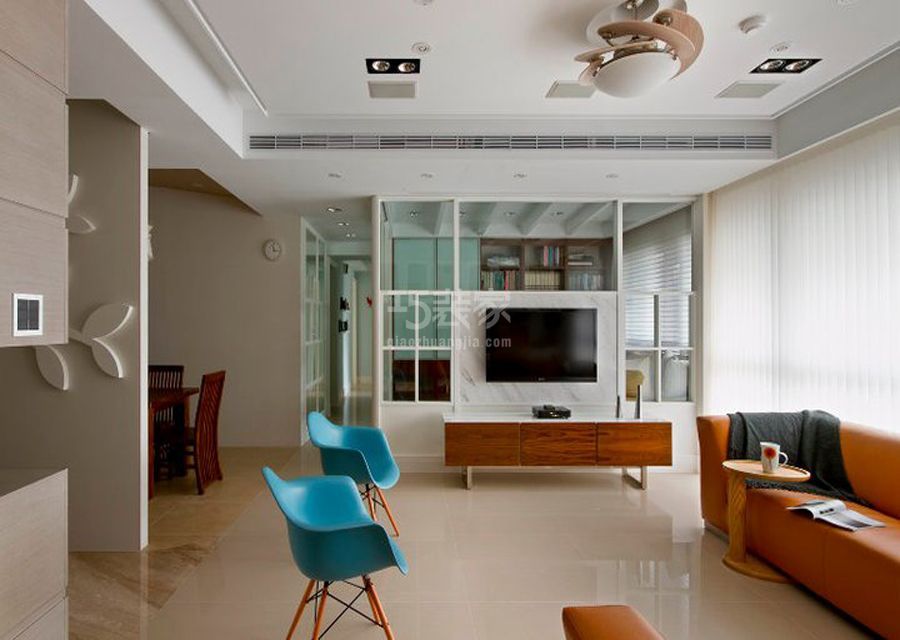 客厅-兴隆家园98平米简约风格设计方案