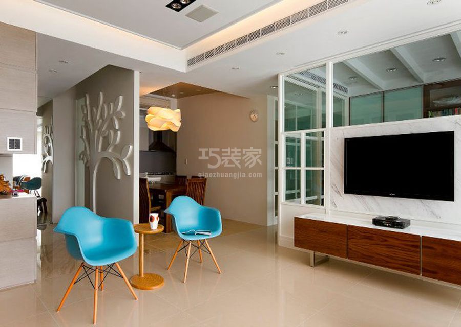 客厅-兴隆家园98平米简约风格设计方案