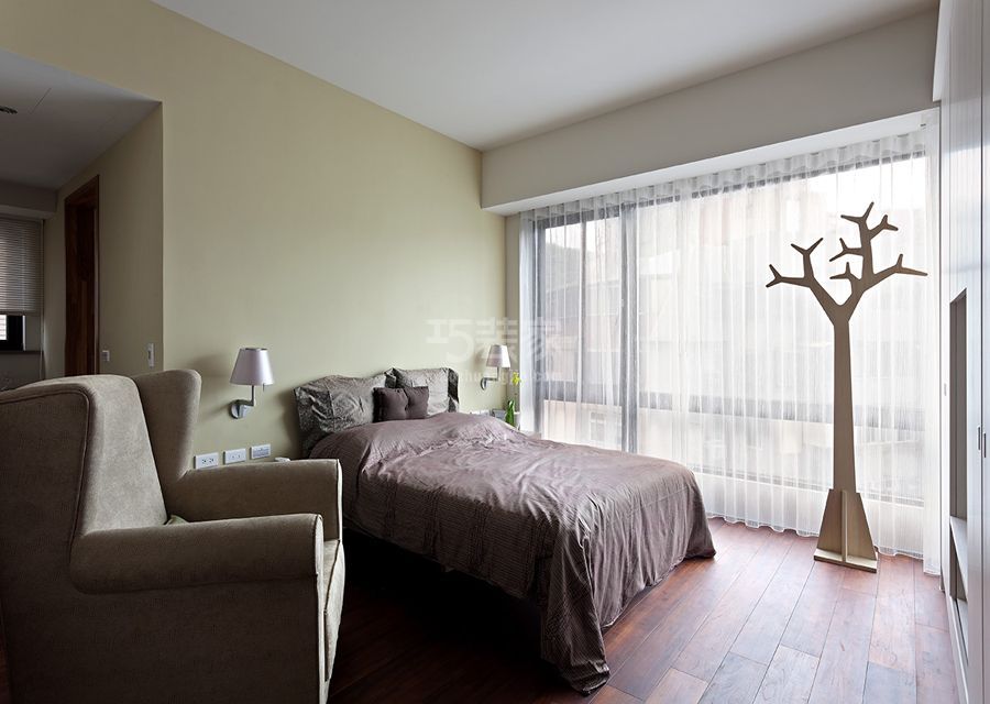 卧室-柳岸景园119平米简约风格设计方案