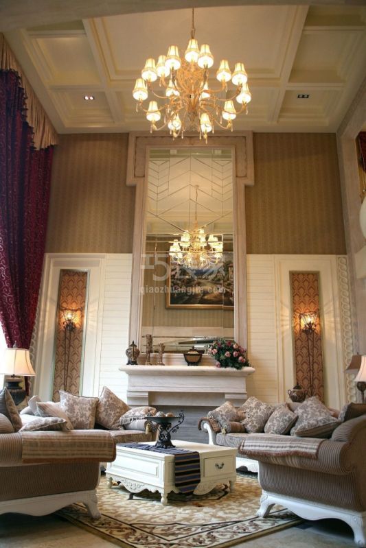 客厅-鲁能泰山别墅340平米欧式风格设计方案