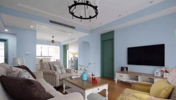 140平简约清新蓝色混搭风格婚房