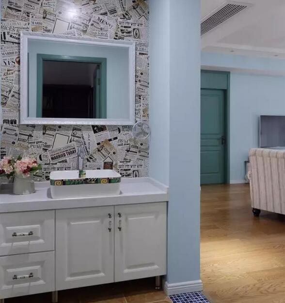 140平简约清新蓝色混搭风格婚房